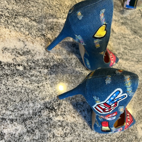 Denim patchwork heels - Picture 3 of 4